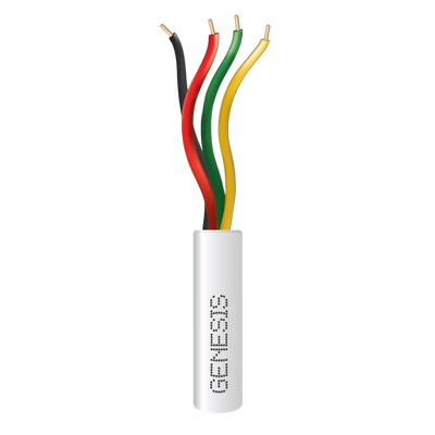 Bobina de 305 Metros (1000 Pies) / Alambre de Cobre / 4 x 22 AWG / Riser / Color Blanco / Para Aplicaciones de Alarmas de Intrusión / Sistemas de Automatización