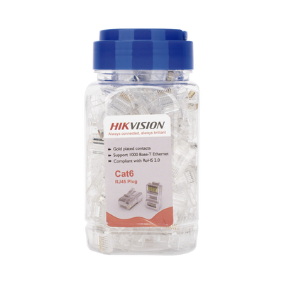 Bote con 100 Piezas de Plug Modular RJ45 / Cat 6 / Chapado en Oro a 30 Micras / Sin Blindaje / Fácil Instalación / Uso Interior / Soporta Norma TIA-568B / Cumple con RoHS 2.0