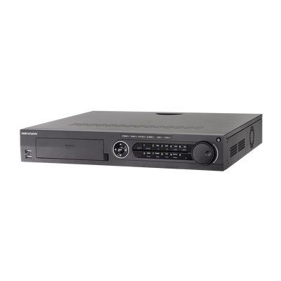 DVR 32 Canales TurboHD + 32 Canales IP / 8 Megapixel (4K) / 4 Bahías de Disco Duro  / RAID 0,1,5,6,10 / POS / Acusense / 16 Entradas de Alarma