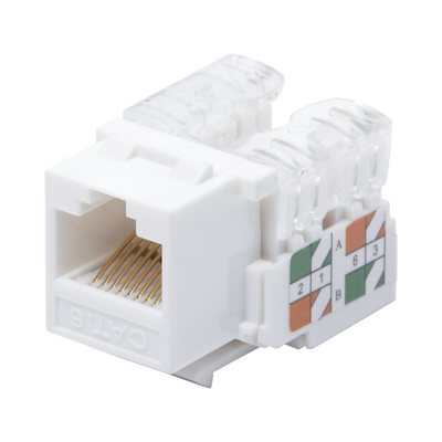 Módulo Jack Keystone Cat6 con Terminación 110 (Punchdown) para Faceplate - Color Blanco