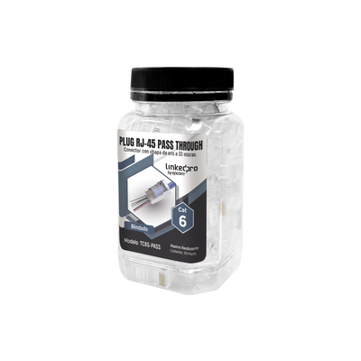 Bote con 100 Plugs Pass Through RJ45 Cat6 Blindado Chapado de Oro a 30 Micras para Durabilidad Extrema