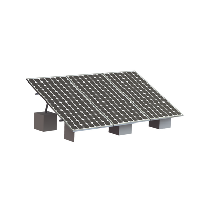 Montaje para 3 Panel Solar, Riel "8" de 4050mm para Módulos con Espesor de 35mm, Velocidad de Viento Máx. 136km/h (20° a 45°)