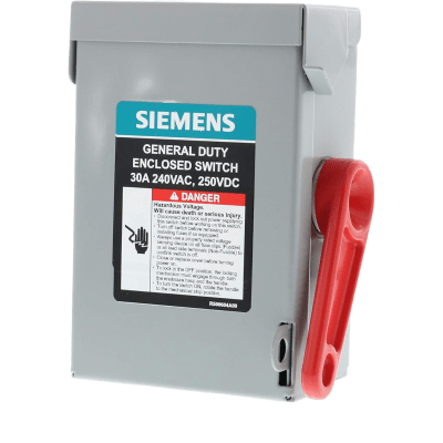 Interruptor de Seguridad GNF321A, 3 polos, 30 Amp 240 Vca, sin portafusibles, Nema 1.