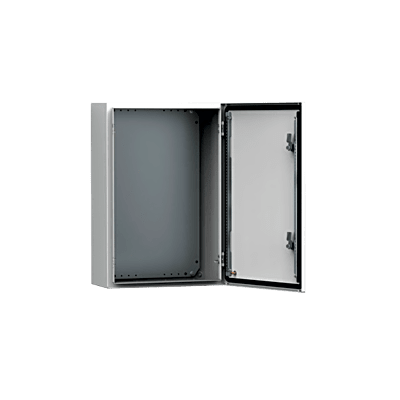Gabinete de Uso Exterior MAS IP66 de Acero Dulce 1.5 mm / 500 x 400 x 210 mm / Protección IK10 con Placa de Montaje Incluida / Color RAL 7035