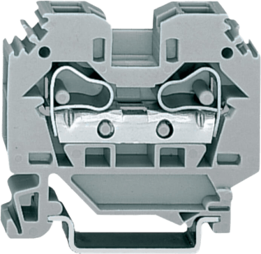 Borna de Paso Serie 284, CAGE CLAMP®, 2 Conductores 10 mm², Carril DIN 35x15/35x7.5, Gris, 57A 800V, IP20, Lateral