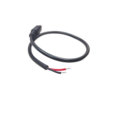 Cable con Conector Macho (Pigtail)  | Forro negro | Alimentación para Vcc con Puntas Libres / Polarizado / Largo 22 cm (8.66 Pulgadas) / Calibre 22AWG.