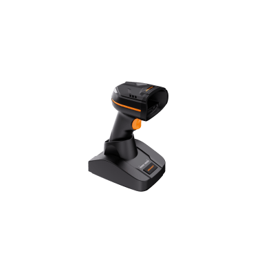 Lector de Códigos Inalámbrico / 1D y 2D / Bluetooth 5.0 / 100 m Alcance / Algoritmo Inteligente / Luz Roja o Blanca Polarizada / Base Inteligente USB o Red