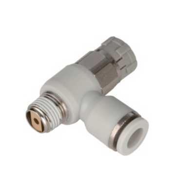 Controlador de Velocidad Neumático / Cierre a Presión / Codo Macho BSPT(R) 1/4´´ / Diámetro Tubo 8 mm