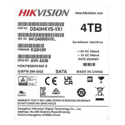 Disco Duro Enterprise 3.5" 4 TB / Hikvision / 7200 RPM / SATA / Alto Rendimiento / Recomendado para NVRs HIKVISION