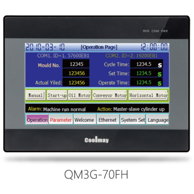 HMI Táctil Industrial de 7 Pulgadas / Pantalla 800x480 Píxeles / 12 Entradas Digitales / 12 Salidas Digitales / Relé / RS232 + RS485 / Compatible con TP Works y GX Works2 / Todo en Uno